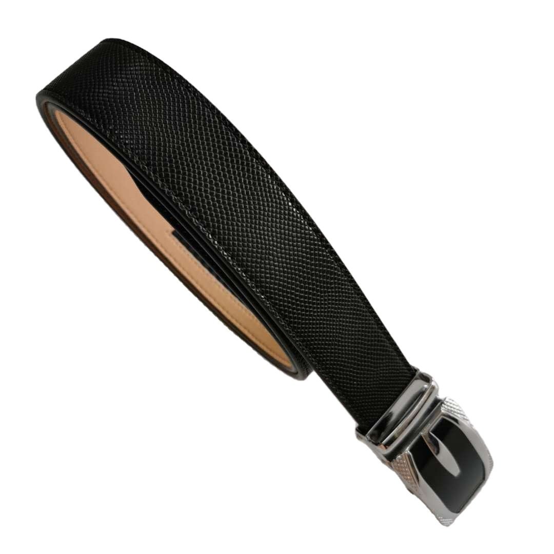 2024 New Design Simple Business Mens Split & PU Leather with Automatic Sliding Buckle Belts genuine crocodile belts belt for men