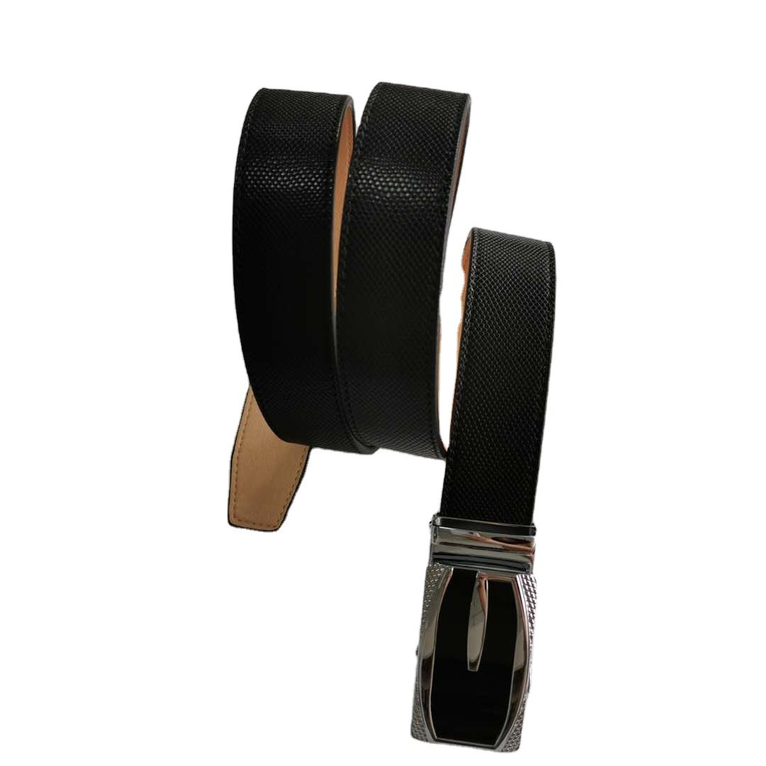 2024 New Design Simple Business Mens Split & PU Leather with Automatic Sliding Buckle Belts genuine crocodile belts belt for men