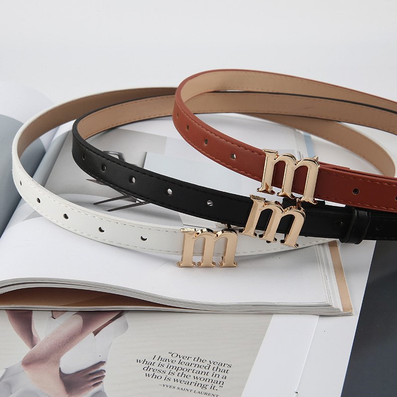 Factory Sale Women Skinny Leather Belt For Jeans-ladies Waist Belt With Gold Buckle For Dress