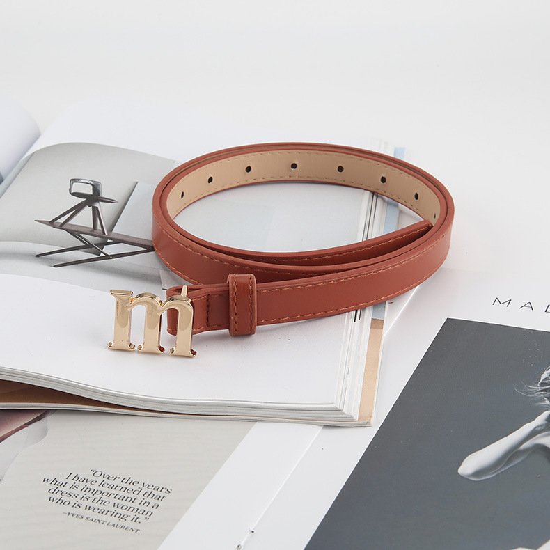 Factory Sale Women Skinny Leather Belt For Jeans-ladies Waist Belt With Gold Buckle For Dress