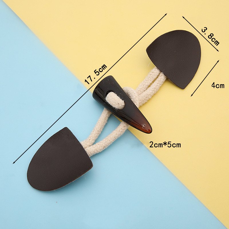 Duffle Coat Jacket Fasteners Toggle with Leather Patch Buckle Buttons Horn Buttons for Overcoat Decor Sewing Accessories