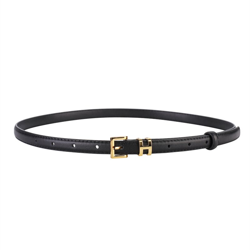 Wanshui Women's leather needle buckle retro vintage thin belt brand cowhide belt designer versatile casual ladies belt