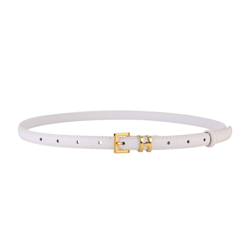 Wanshui Women's leather needle buckle retro vintage thin belt brand cowhide belt designer versatile casual ladies belt