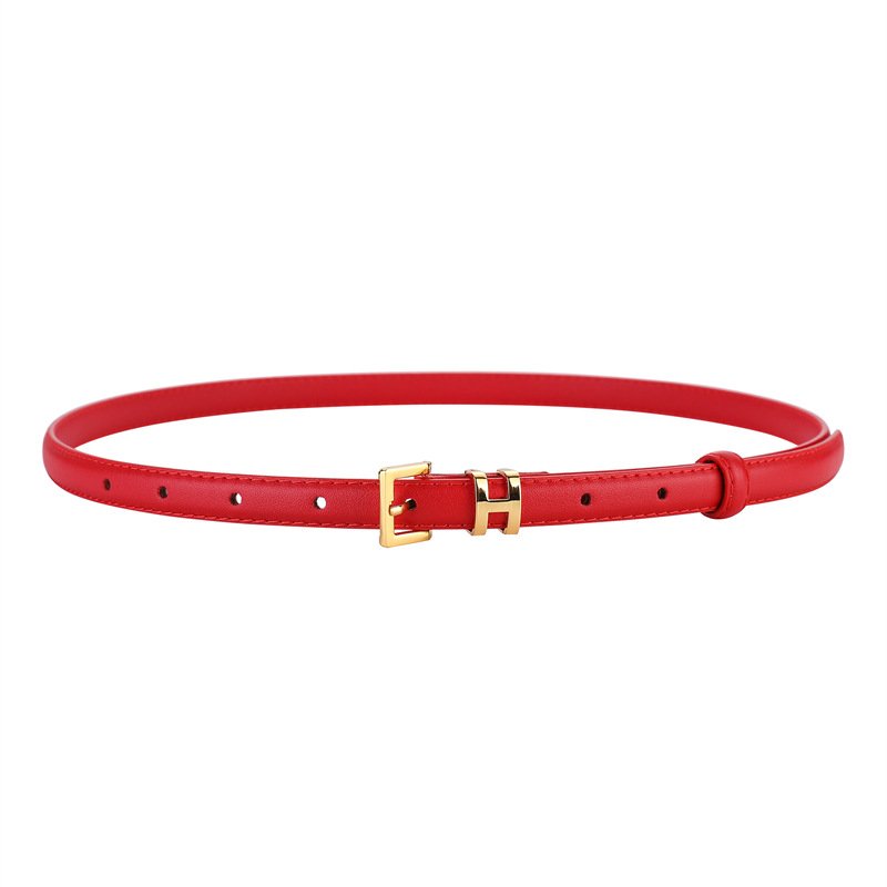 Wanshui Women's leather needle buckle retro vintage thin belt brand cowhide belt designer versatile casual ladies belt