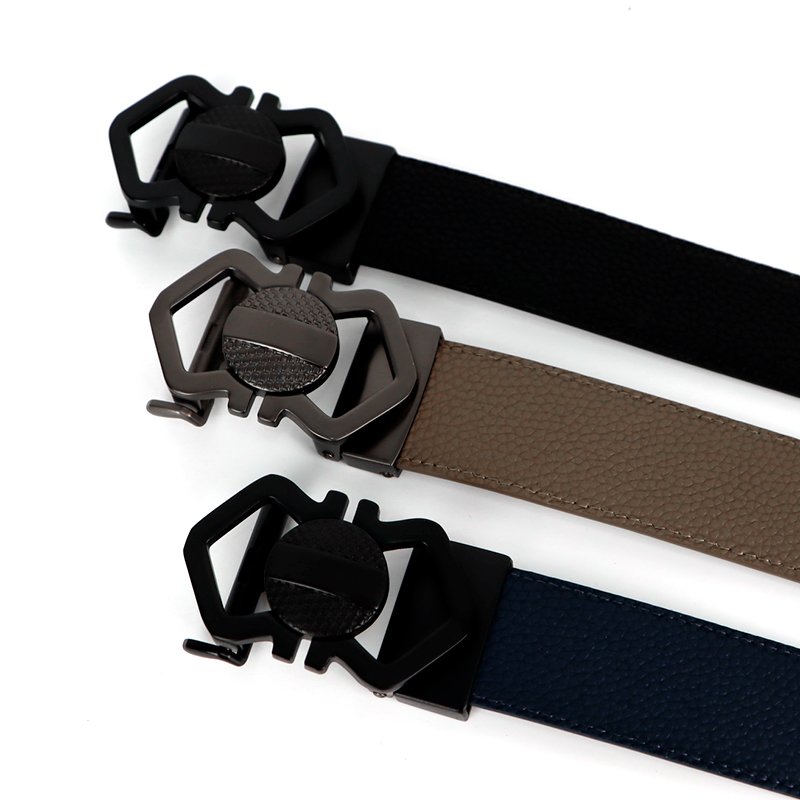 High-end luxury design men leather belt with fashionable automatic buckle, the most elegant match with jeans and business attire
