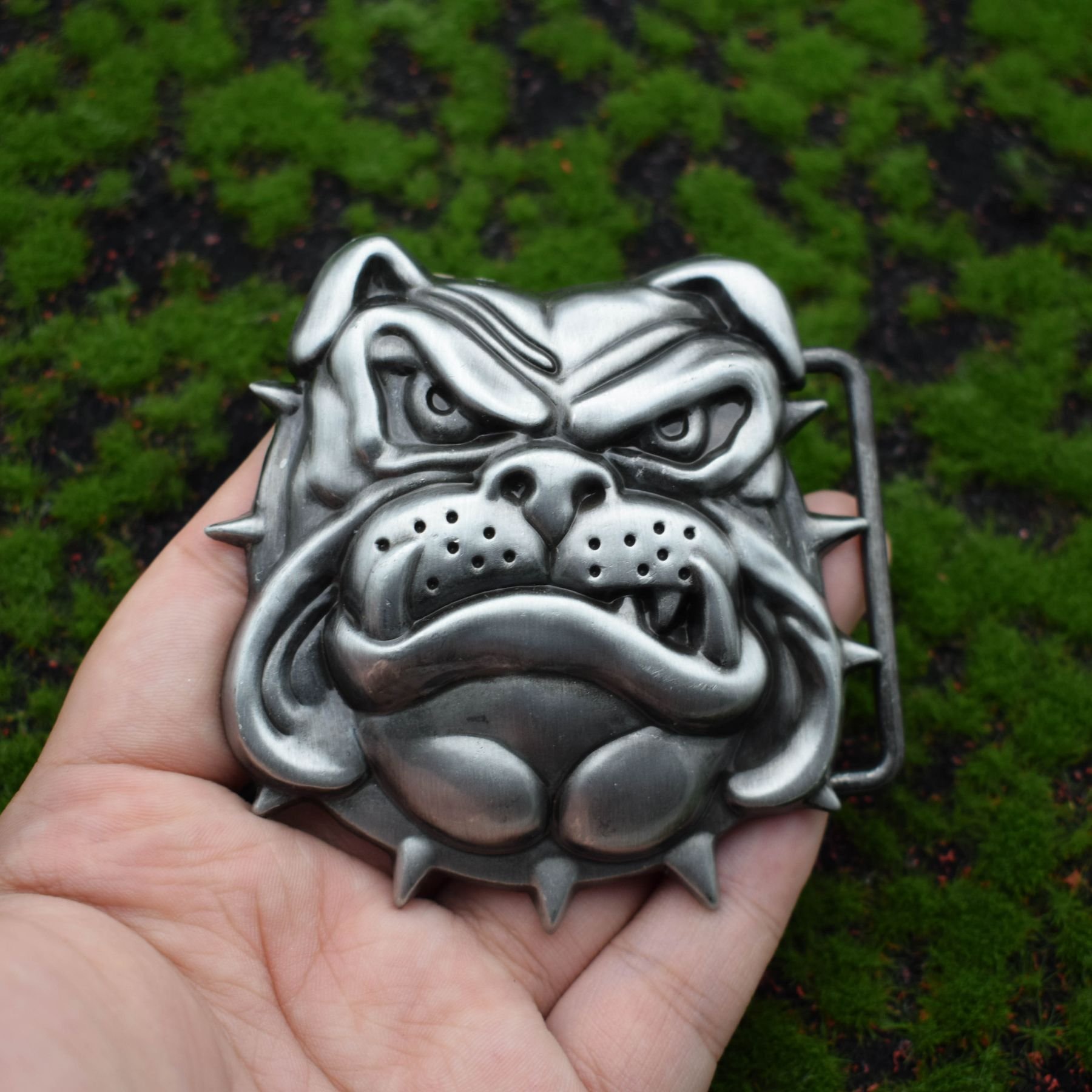 Western Denim Belt Fraternity Bulldog Buckle Genuine Leather Belt for Men Women Personality Jeans Belt Buckle