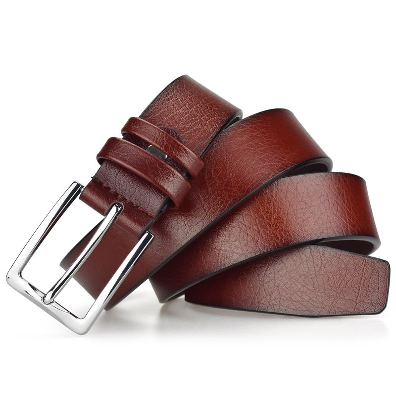 Factory Men's Leather Belt Men Waist Belt Pin Buckle Genuine Leather Belt