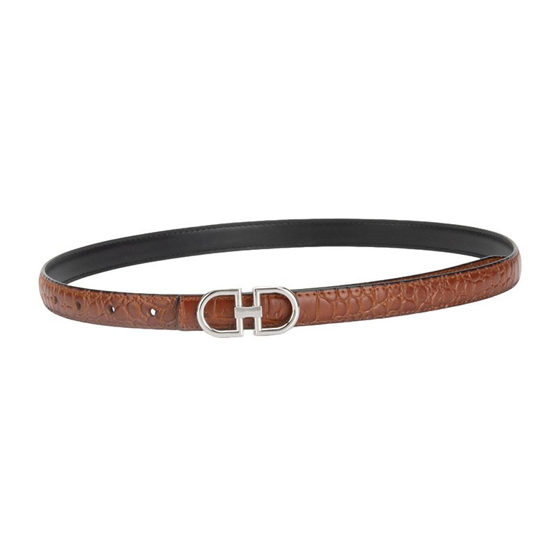 Luxury Retro Crocodile Pattern Genuine Leather Belt Irregular Letter Silver Buckle Female Cowhide Waist Belt Decorative Jeans