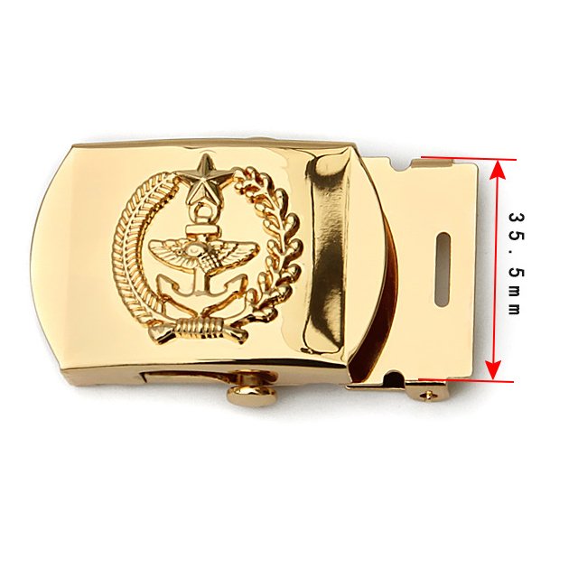 3.5cm Width Copper Material Gold Color Embossed Logo Metal Alloy Decorative Belt Buckle