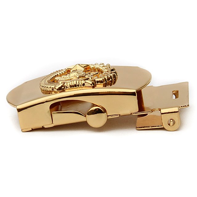 3.5cm Width Copper Material Gold Color Embossed Logo Metal Alloy Decorative Belt Buckle