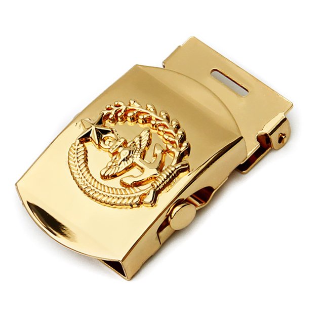 3.5cm Width Copper Material Gold Color Embossed Logo Metal Alloy Decorative Belt Buckle