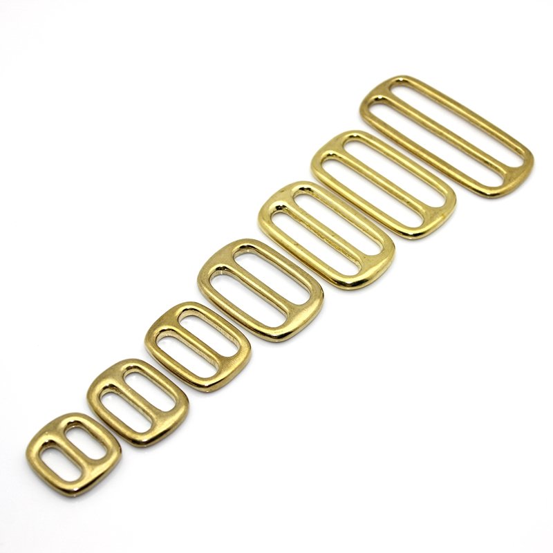 Solid Brass Tri-Glide buckle Rectangle/Square Adjustable Tri-ring Buckle for Bag Shoulder Strap Belt Webbing Slider Buckle