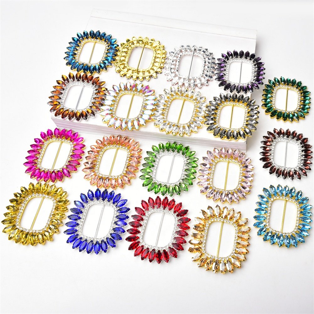 Rhinestone Crystal Shoes Clothes Bags Button Gold Alloy Wedding Invitation Card Chair Sash Ribbon Slider Diamond Belt Buckle