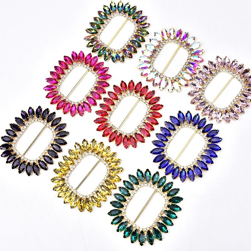 Rhinestone Crystal Shoes Clothes Bags Button Gold Alloy Wedding Invitation Card Chair Sash Ribbon Slider Diamond Belt Buckle
