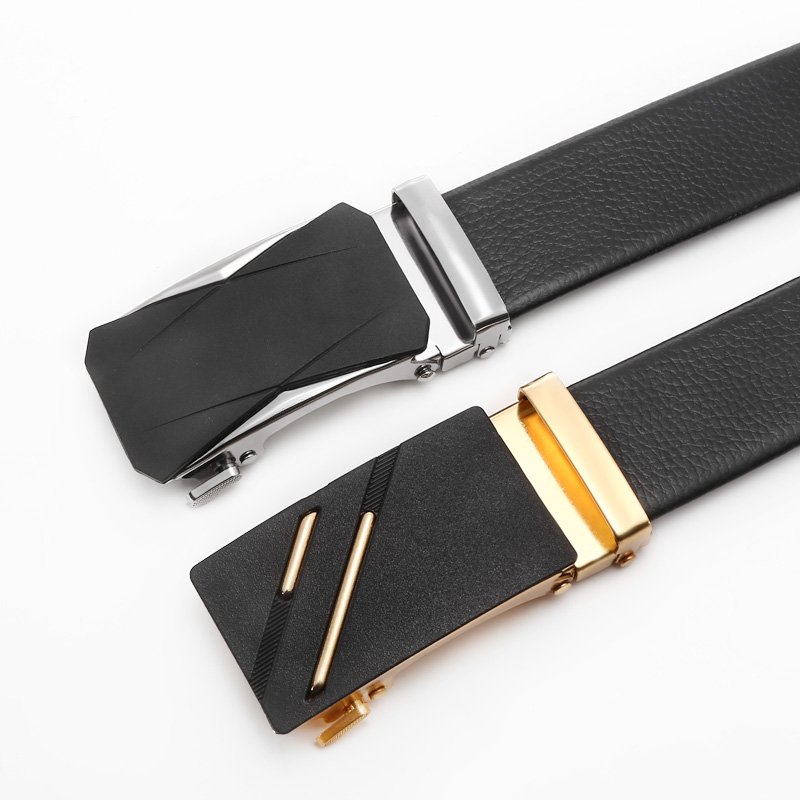 New worker buckle belt men's casual iron automatic buckle belt imitation leather edging pants belt factory direct sales