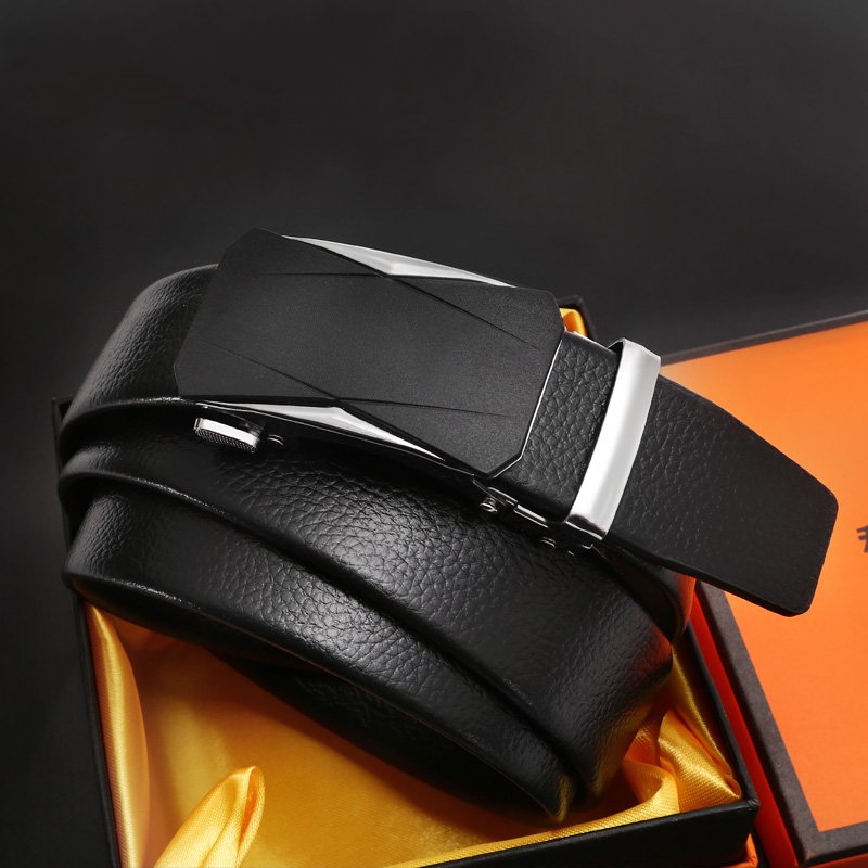 New worker buckle belt men's casual iron automatic buckle belt imitation leather edging pants belt factory direct sales