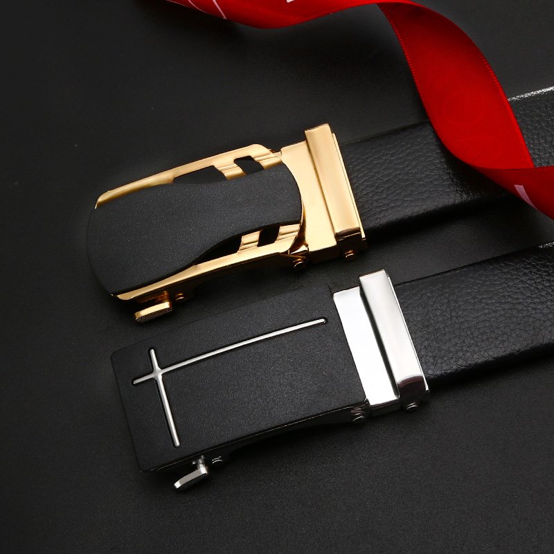 New worker buckle belt men's casual iron automatic buckle belt imitation leather edging pants belt factory direct sales
