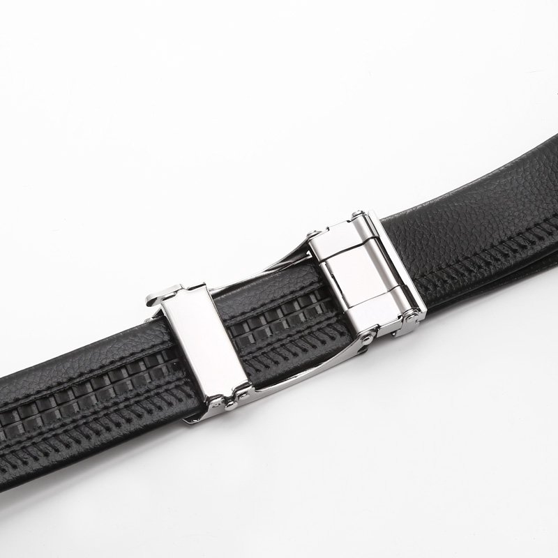 New worker buckle belt men's casual iron automatic buckle belt imitation leather edging pants belt factory direct sales