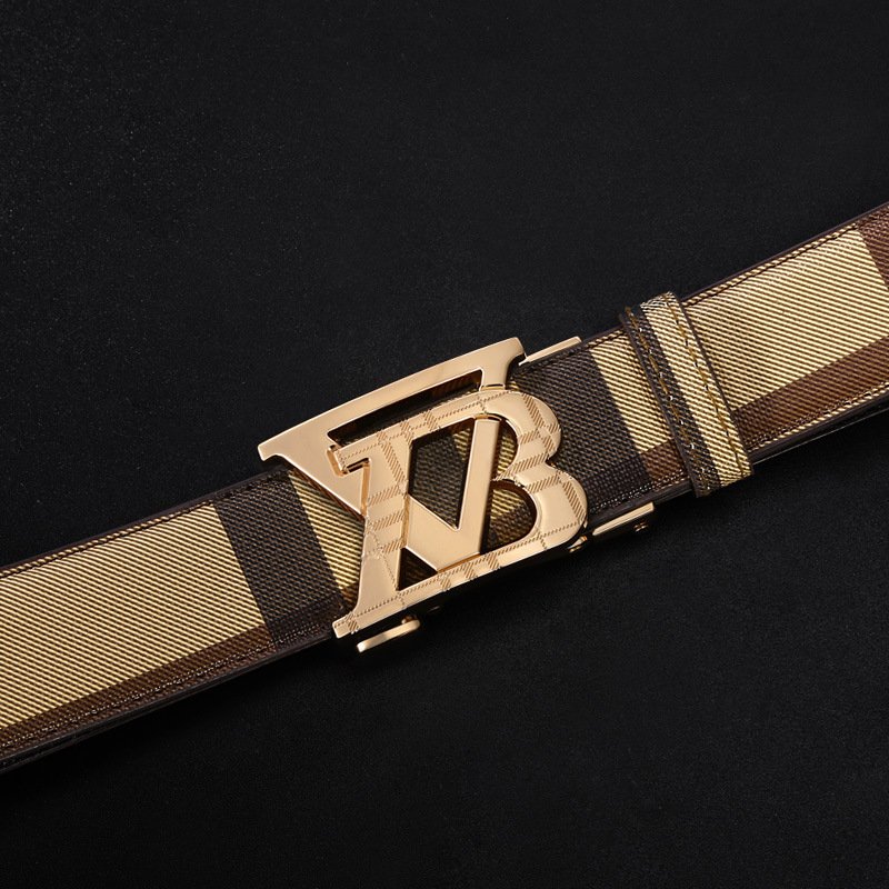 Men's Leather Belts Genuine Leather Automatic Buckle Belts New Alphabet Buckle Belt for Man