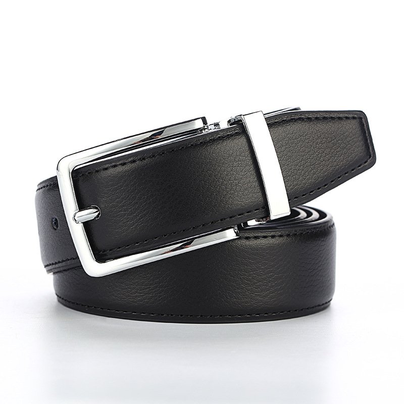 Men's Fashionable Business Pants Belt Genuine Cowhide with Pin Buckle Simple Alloy Buckle Waistband