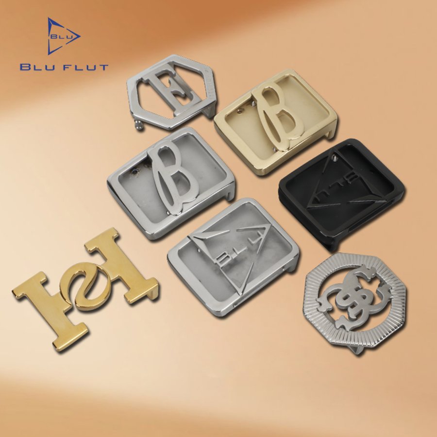 Blu Flut Hot sale Customized High quality Custom Metal silver black gold belt buckle for men Steel Custom Letter Belts Buckle