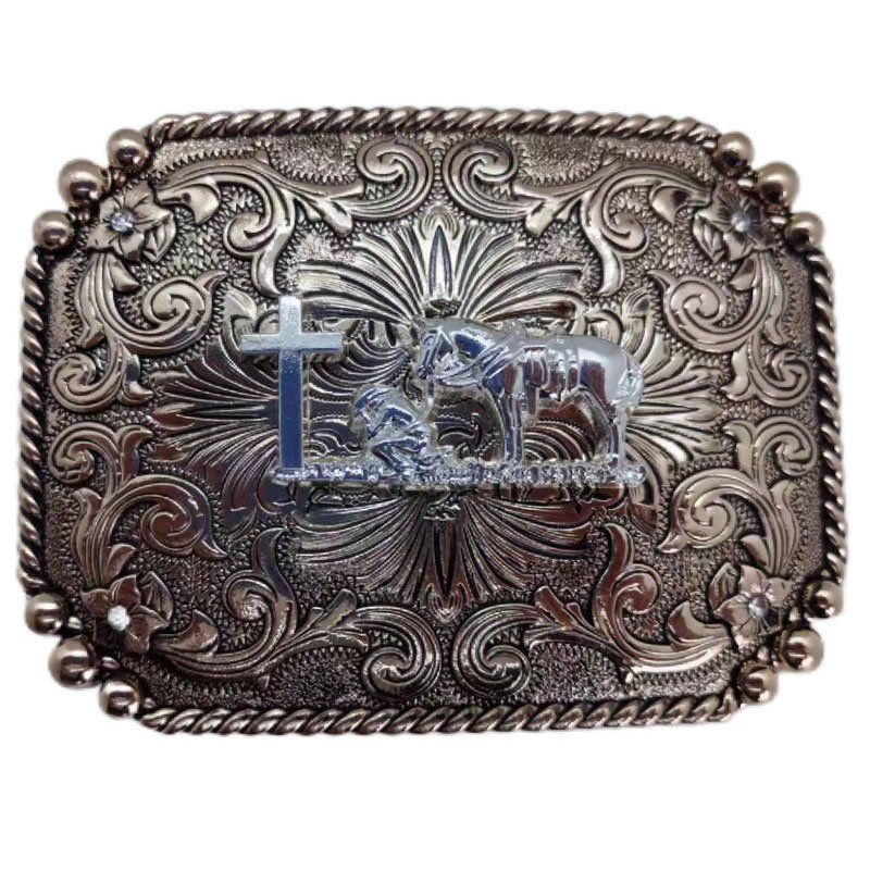 Moranse Religion Cross Cowboy Kneeling Prayer And Horse Design Belt Buckles