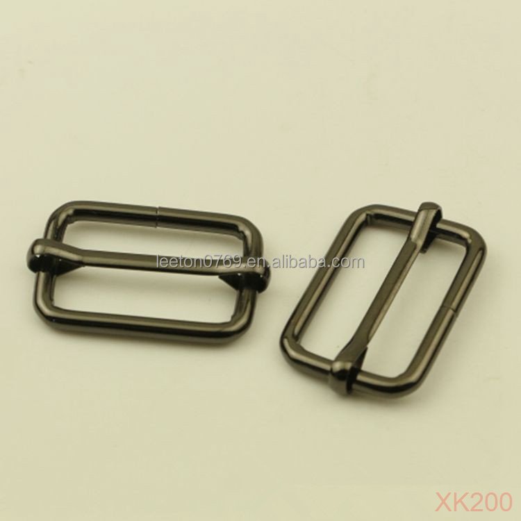 Stock supply 32mm 1.25inch 4 colors metal adjustable tri-glide slider bag buckle