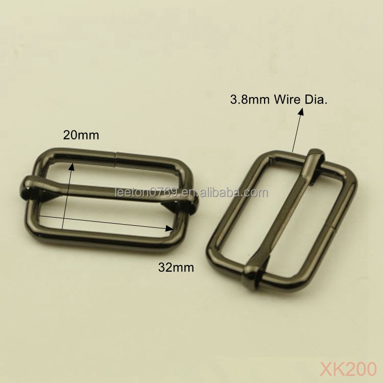 Stock supply 32mm 1.25inch 4 colors metal adjustable tri-glide slider bag buckle