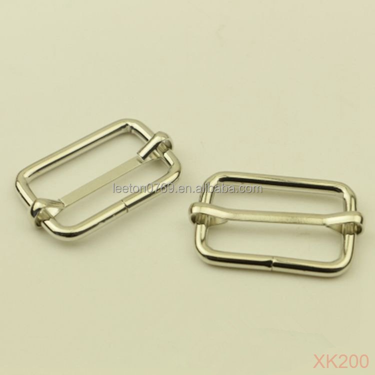 Stock supply 32mm 1.25inch 4 colors metal adjustable tri-glide slider bag buckle