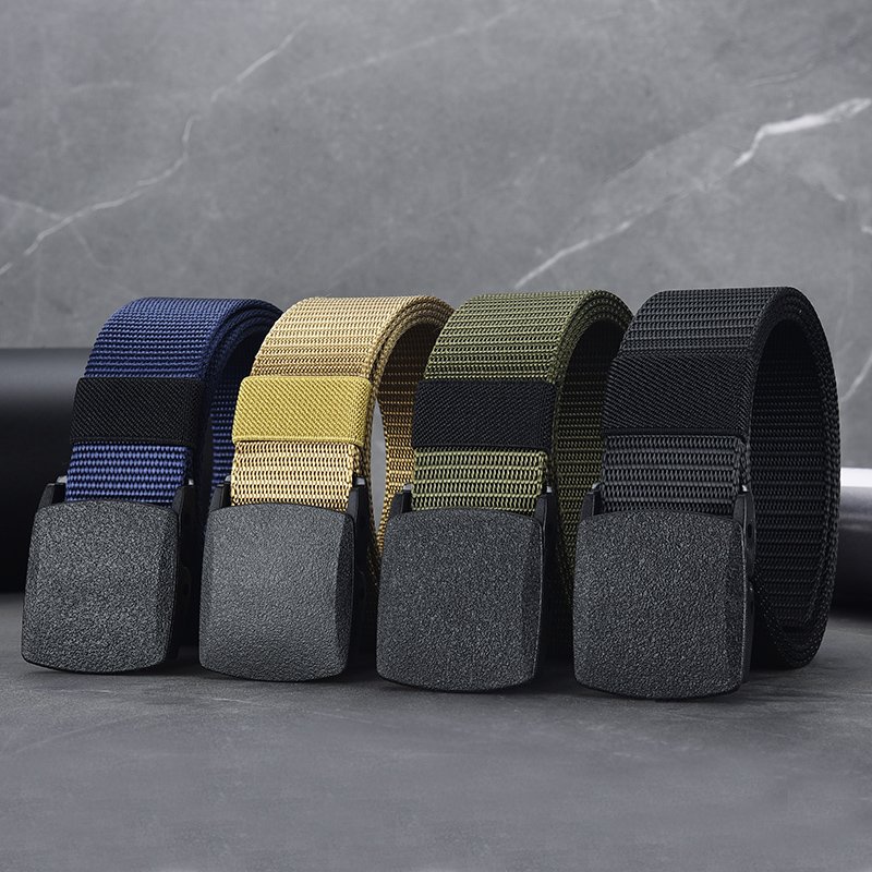 YKKSimple Design Plastic Buckle Polyester Nylon Canvas Belts Security Check Automatic Buckle For Men Women