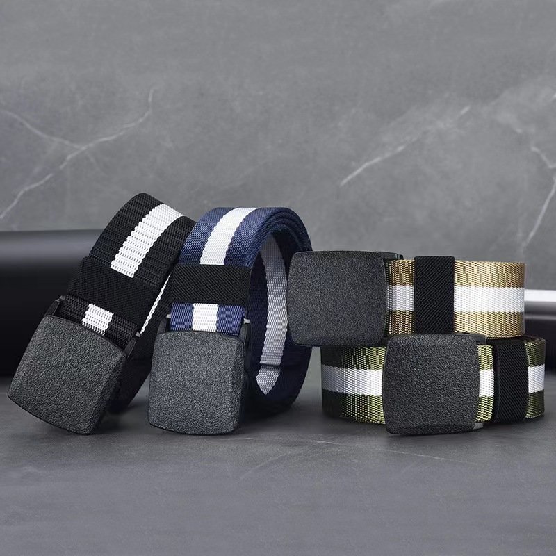 YKKSimple Design Plastic Buckle Polyester Nylon Canvas Belts Security Check Automatic Buckle For Men Women