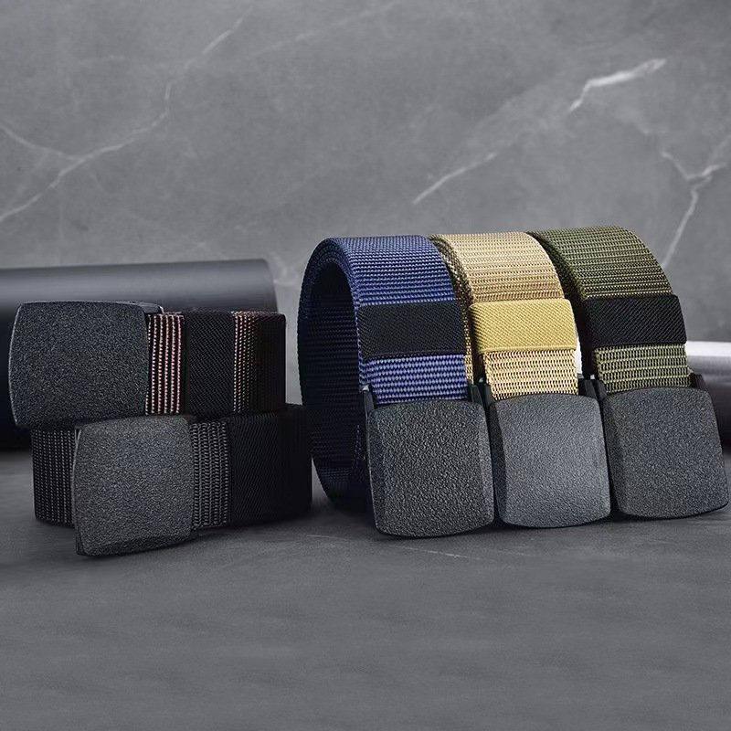 YKKSimple Design Plastic Buckle Polyester Nylon Canvas Belts Security Check Automatic Buckle For Men Women