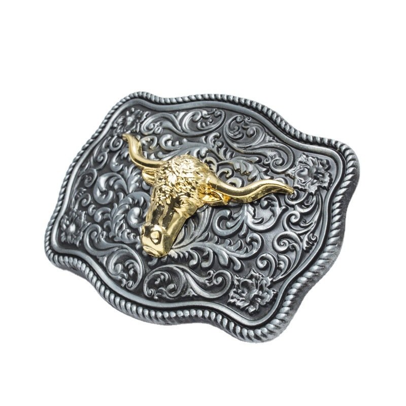 Wholesale Retro Punk Ox-Head Belt Buckles Custom Fashion Western Cowboy Metal Zinc Alloy Luxury Belts Buckles
