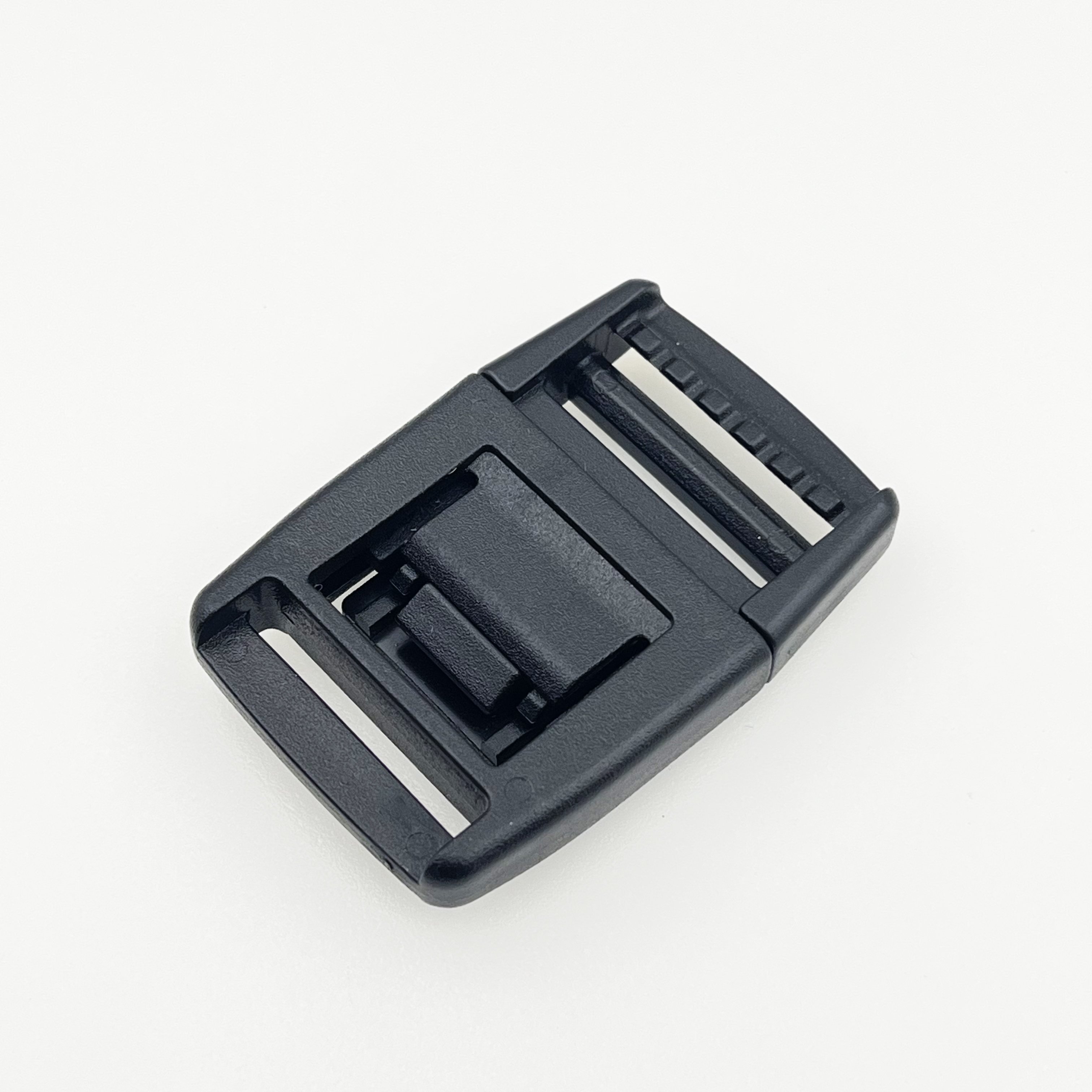 Factory POM Plastic 20mm Quick Release Motorcycle Helmet Webbing Buckle Black Plastic Pet Vest Harness Belt Buckle Lock