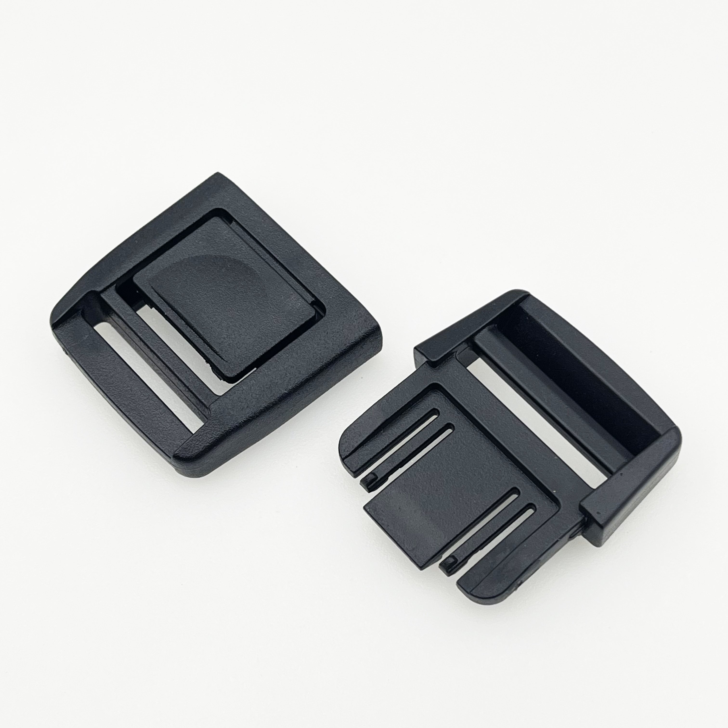 Factory POM Plastic 20mm Quick Release Motorcycle Helmet Webbing Buckle Black Plastic Pet Vest Harness Belt Buckle Lock