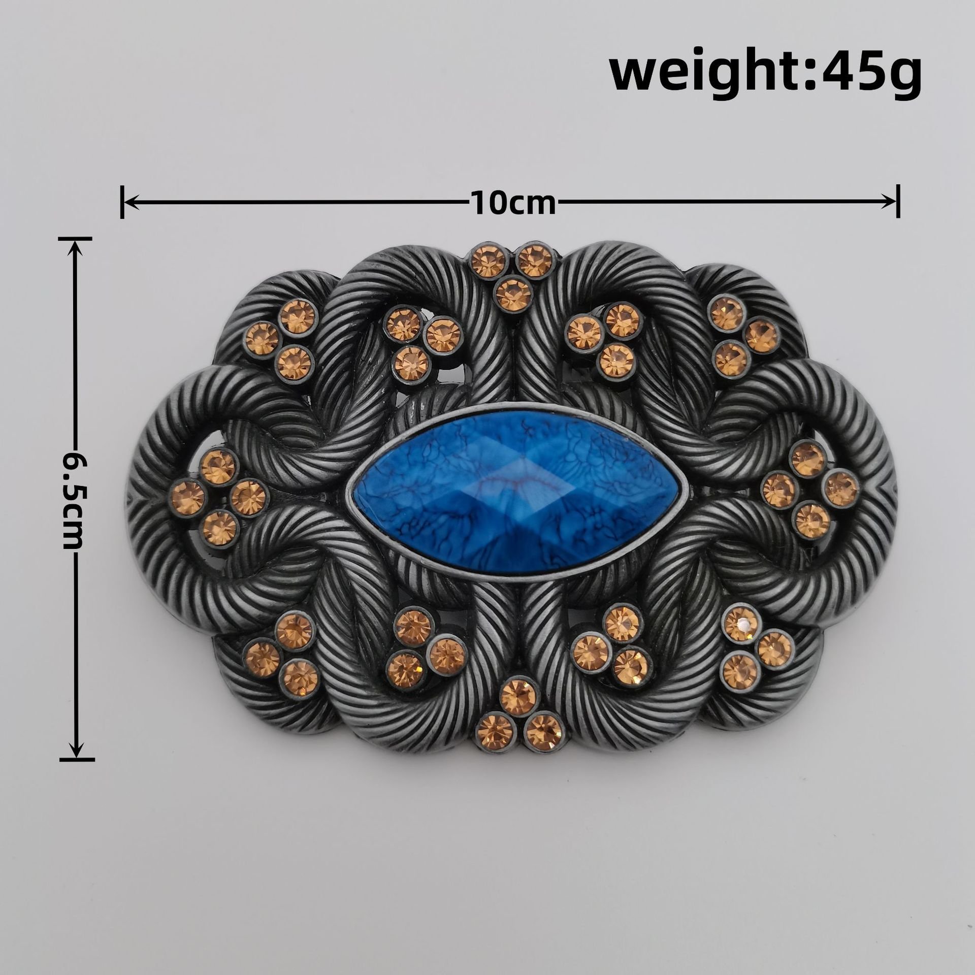 Wholesale Alloy Turquoise Rhinestone Bling Belt Buckle Unisex Cable Twine Engraved Design American Western Belt Buckle 40 mm