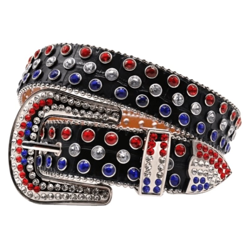 Women's New Punk Jeans Belt with Pin Buckle European Style Fashionable Rhinestone PU Belts