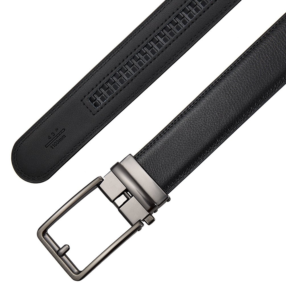 Black Brown Fashion Man Custom Logo Zinc Alloy Automatic Ratchet Buckle Real Leather Belts Men Genuine Leather Belt