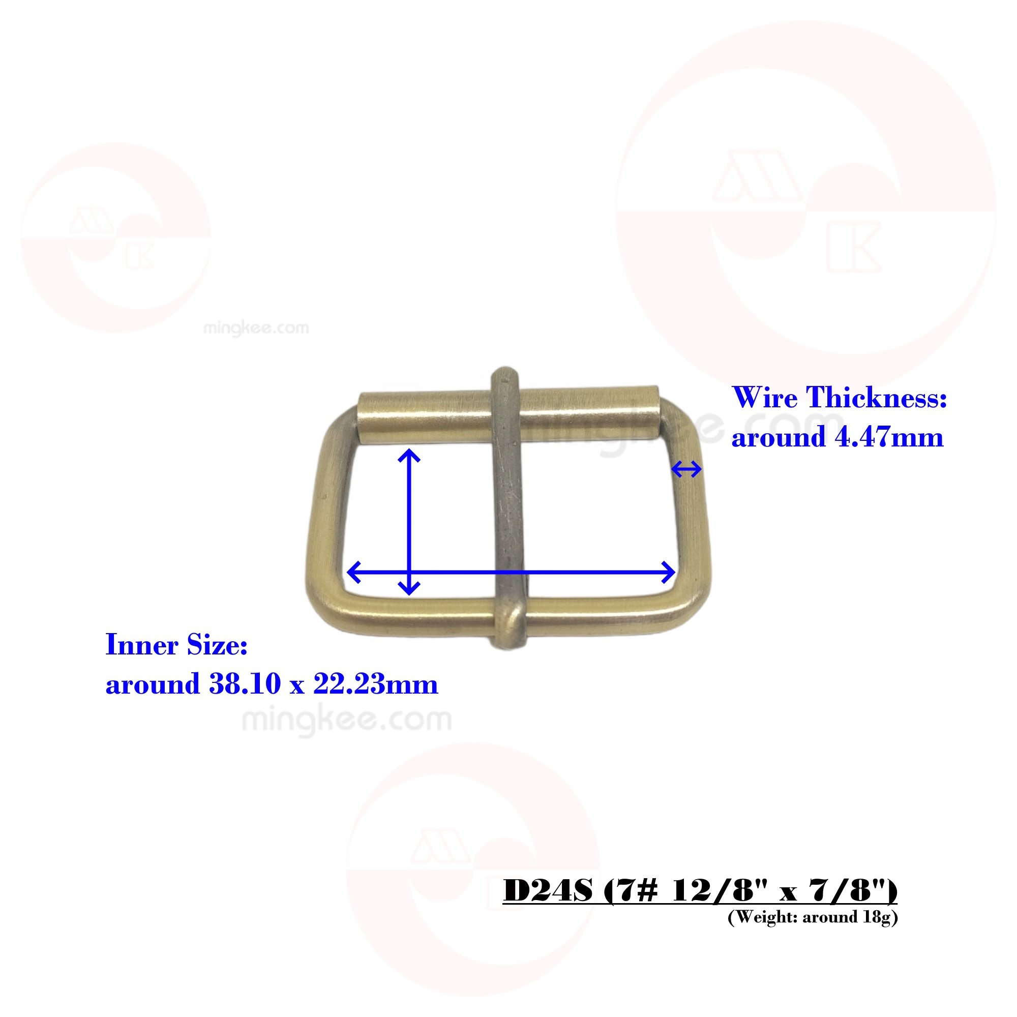 38mm Leather Handbag Bag Metal Square Rectangular Pin Buckles Wire Iron Roller Roll Pin Buckle with Roll