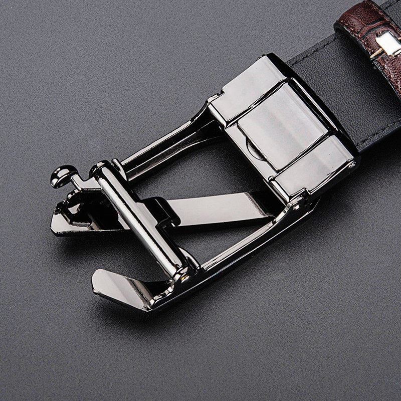 Quilted Men Boys Coffee Genuine Leather Fashion Belts For Men automatic buckle belts for men