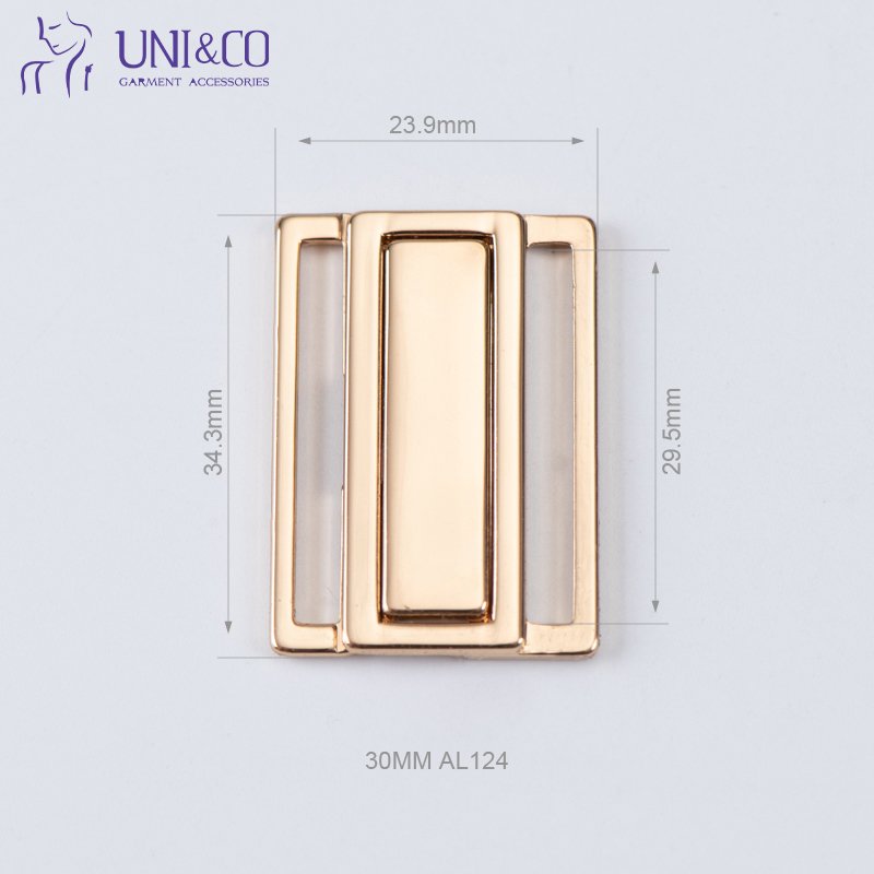 Custom Logo 30mm Zinc Alloy Metal Bra Back Clasp Front Closure Buckle Belt Buckles Bikini Connector For Swimwear