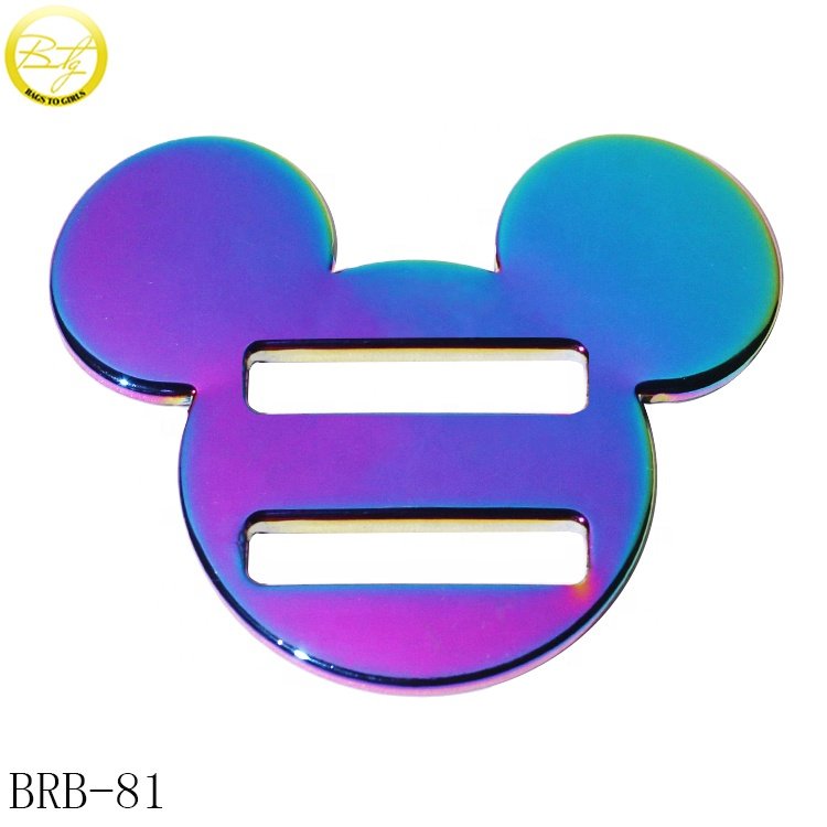 Wholesale bag backpack strap accessory triangle shape logo blanks alloy buckle hardware with multicolor
