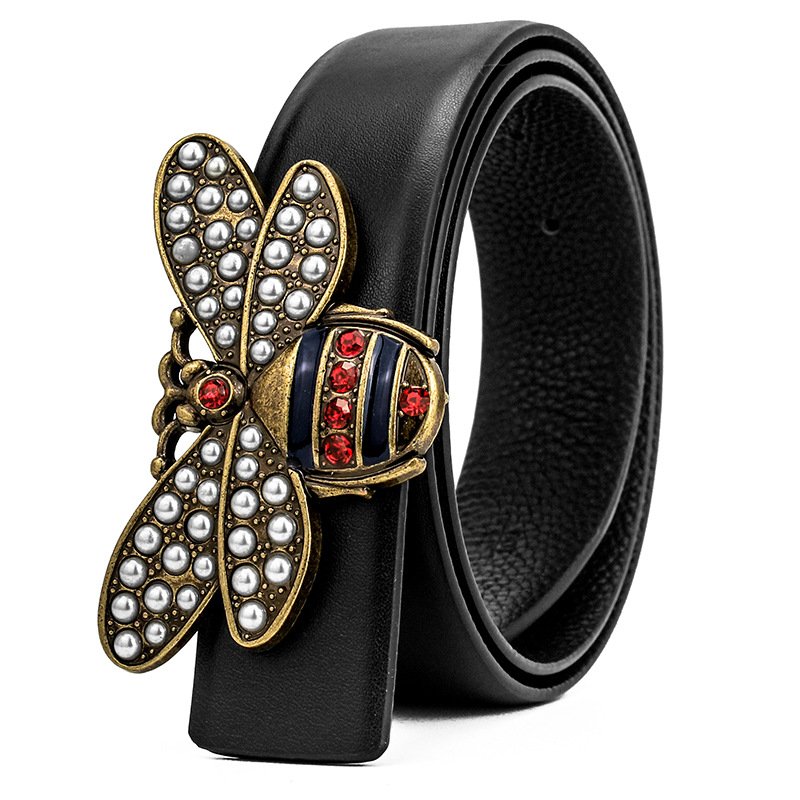 Newest Catalogue Designer Belts Famous Brands Genuine Leather Pearl Bee Belts Clothing Accessories Designer Wallet
