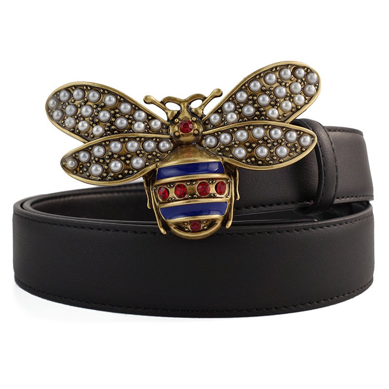 Newest Catalogue Designer Belts Famous Brands Genuine Leather Pearl Bee Belts Clothing Accessories Designer Wallet