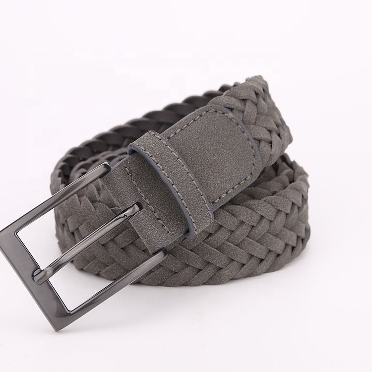 IGM Single Prong Buckle Comfortable Woven Synthetic Men Grey Leather Belt