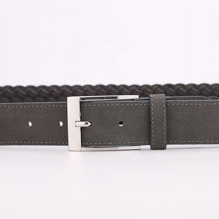 IGM Single Prong Buckle Comfortable Woven Synthetic Men Grey Leather Belt
