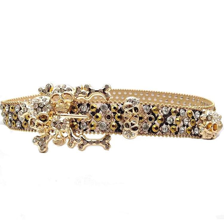 New Rhinestone Belt with skull buckle for Jeans Pants