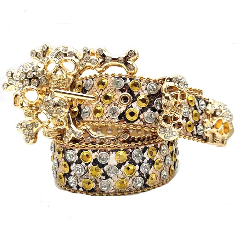 New Rhinestone Belt with skull buckle for Jeans Pants