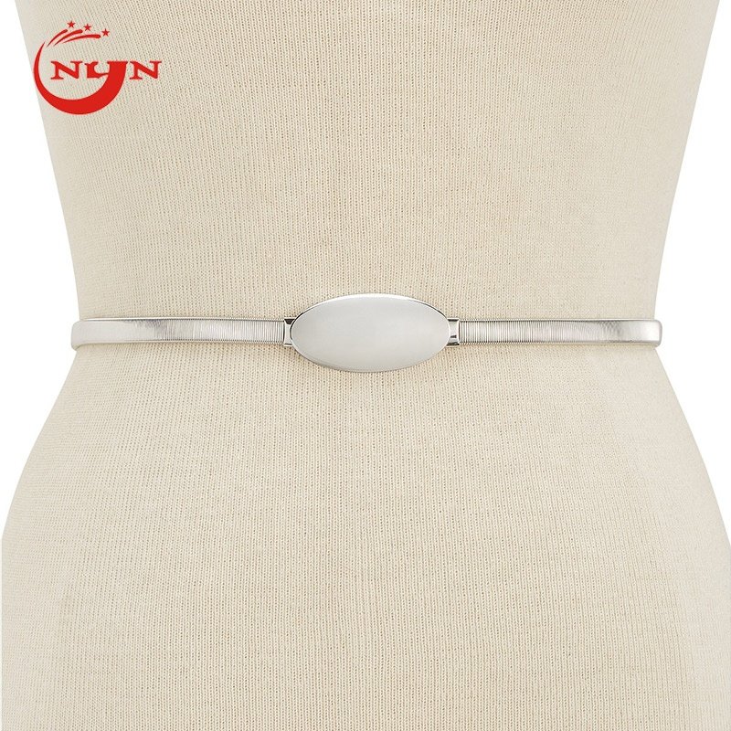 high quality Alloy American metal elastic belt decorated with double buckle for ladies dress waist chain