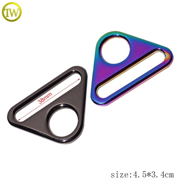Hot sale triangle shape bags strap buckle wholesale zinc alloy adjuster connect ring for wallet webbing